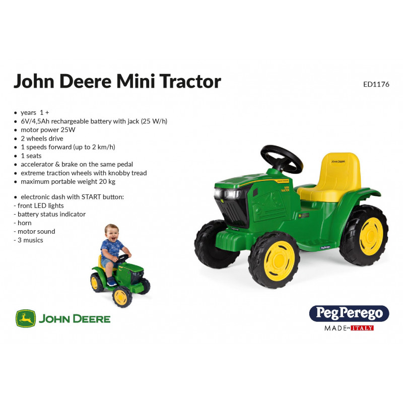Mini tracteur électrique Peg Perego John Deere